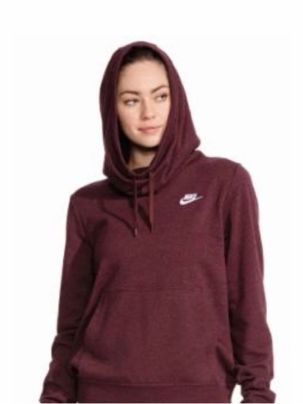 Nike Women’s Burgundy Pullover Hoodie with White Logo
